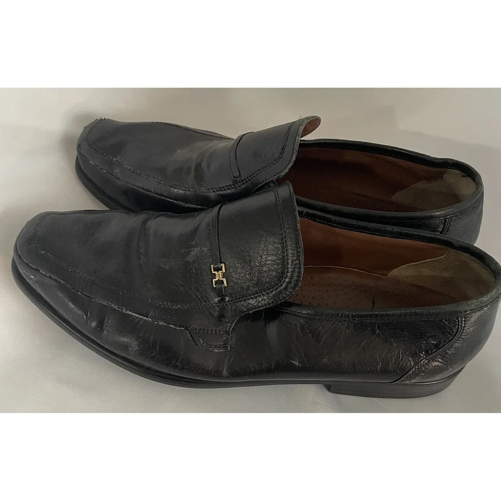 Bostonian Loafers Mens 11 Leather Slip On Black Wide Comfort